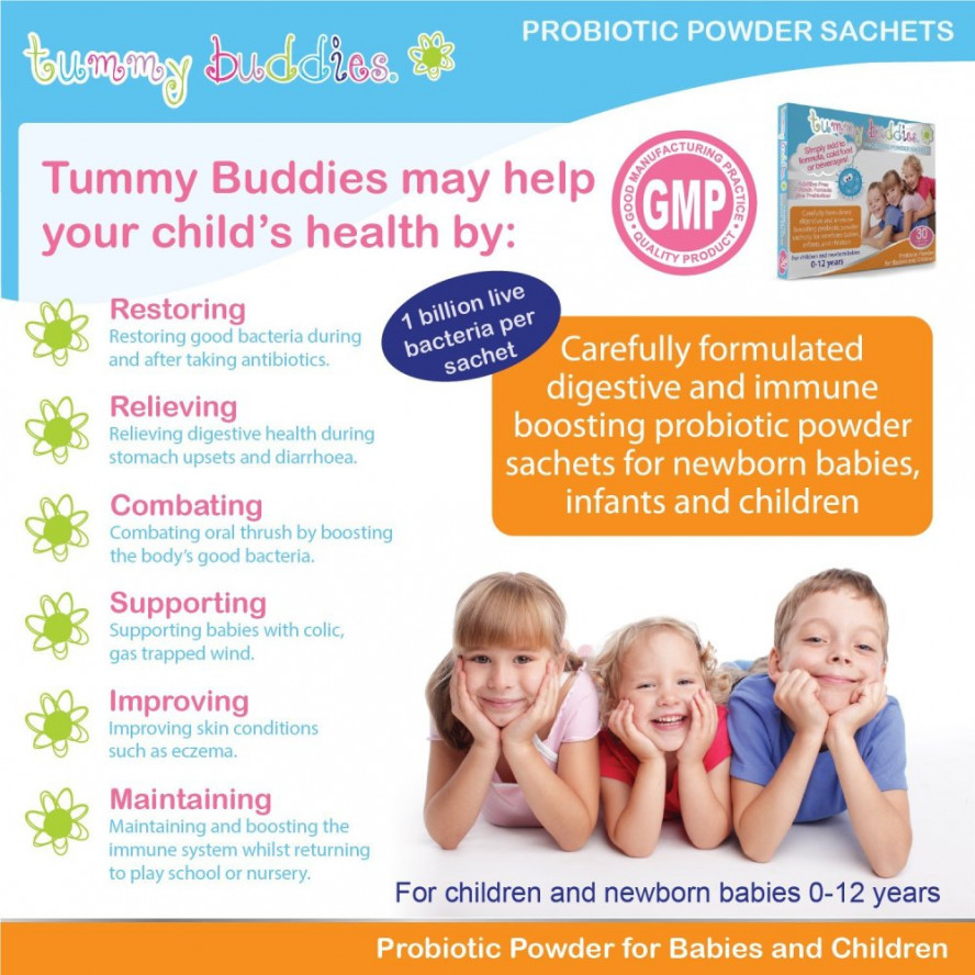 Men vi sinh Tummy Buddies probiotic powder sachets 30 gói (Uk) cho trẻ từ 0-12 tuổi