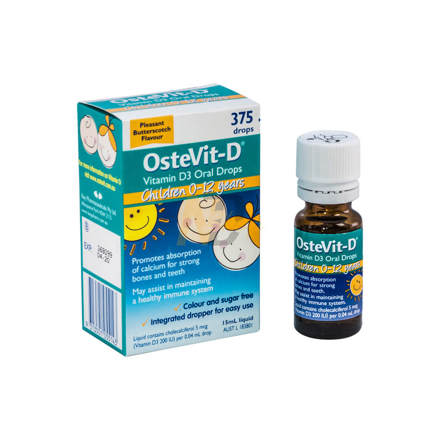 Viatmin D dạng nhỏ giọt OsteVit-D Viatmin D3 Oral Drops 375drops 15ml (Úc) cho bé từ 0-12 tuổi